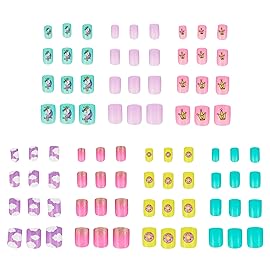 7 Day Manicure Collection - 84PC Press On Nail Set, Day-Of-The-Week Adhesive False Nails for Girls (UNICORN PARTY Collection) - Colorful Novelty Designs Stick On Nails For Kids