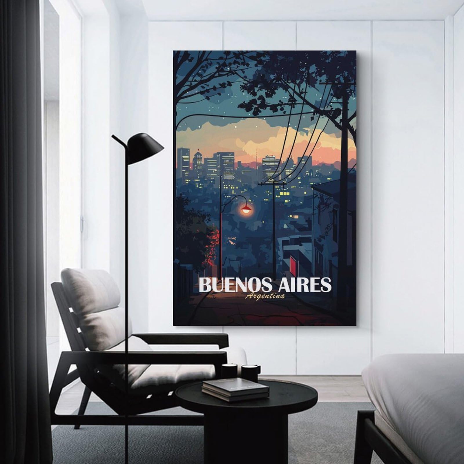 Junmoney Wall Picture Print Buenos Aires Cityscape at Dusk, 12x18inch(30x45cm), for Wall Displays, Bedrooms Or Room Updates, Wall Decor Suited to Curated Displays