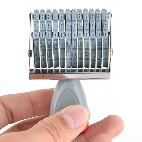 Miniatura 4 de uxcell a16122700ux0449 - Rueda rodante de goma para oficina de 12 bandas, 0-9 dígitos de fecha de impresora, sello de numeración gris