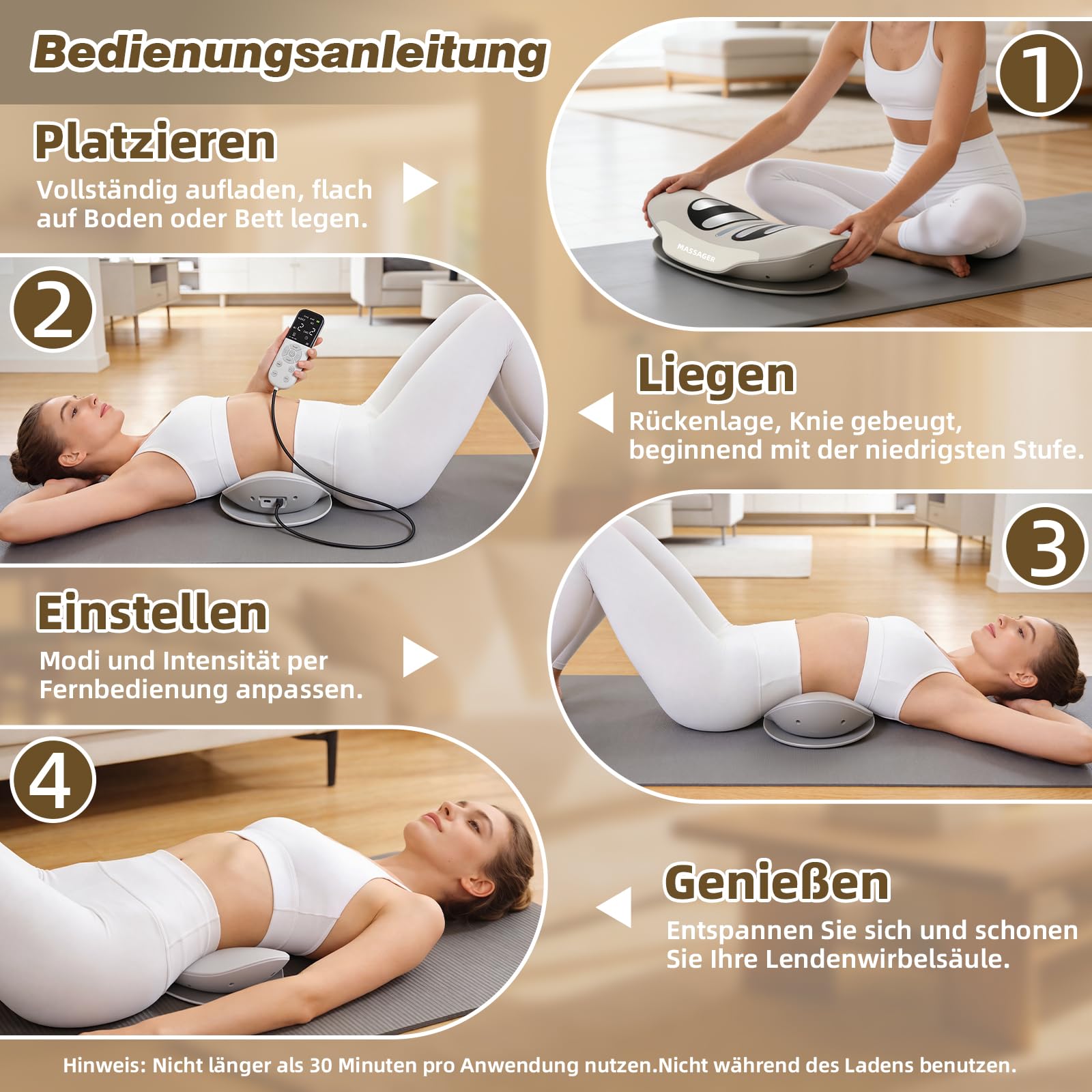 Elektrisches Rückenmassagegerät für Lendenwirbel | Dynamische Airbag Traktion, Wärmefunktion, Vibrationsmassage, Infrarot, Für Rückenschmerzen
