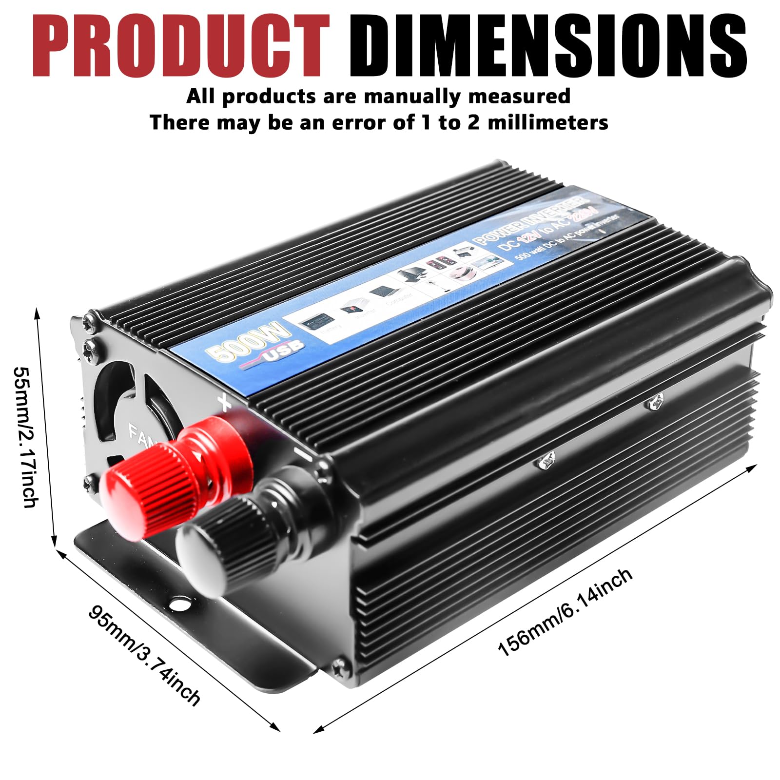 Inverter da 500 W, DC 12 V a 220 V, convertitore di tensione per auto, convertitore di corrente, inverter da 12 V a 220 V, spina accendisigari da auto, ricarica il tuo laptop, iPad
