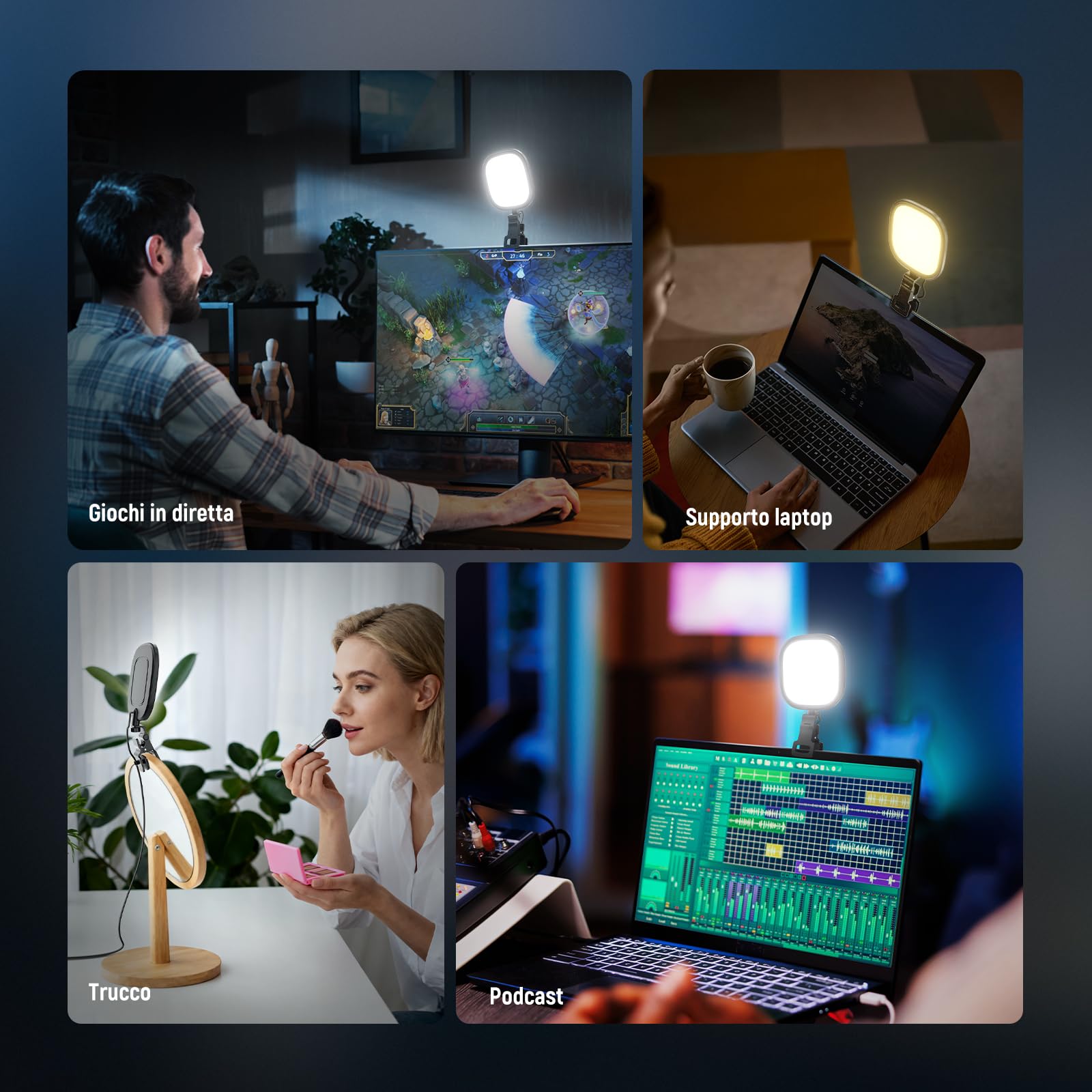 NEEWER Basics Luce Streaming LED da 10W 5”, Lampada da Scrivania USB a Schermo Intero Edge Lit con Clip Bicolore CRI95 per Monitor Laptop Computer Webcam Videoconferenza Zoom Call Registrazione, NL10