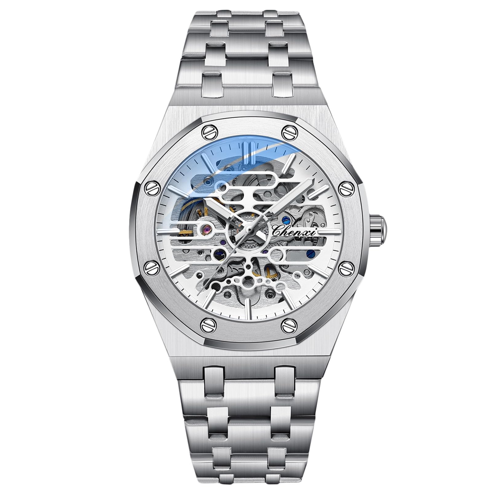 Business Dress Men’s Watch Automatic Mechanical Watch Luminous Watch with Stainless Steel Strap Self-Winding Wrist Watch