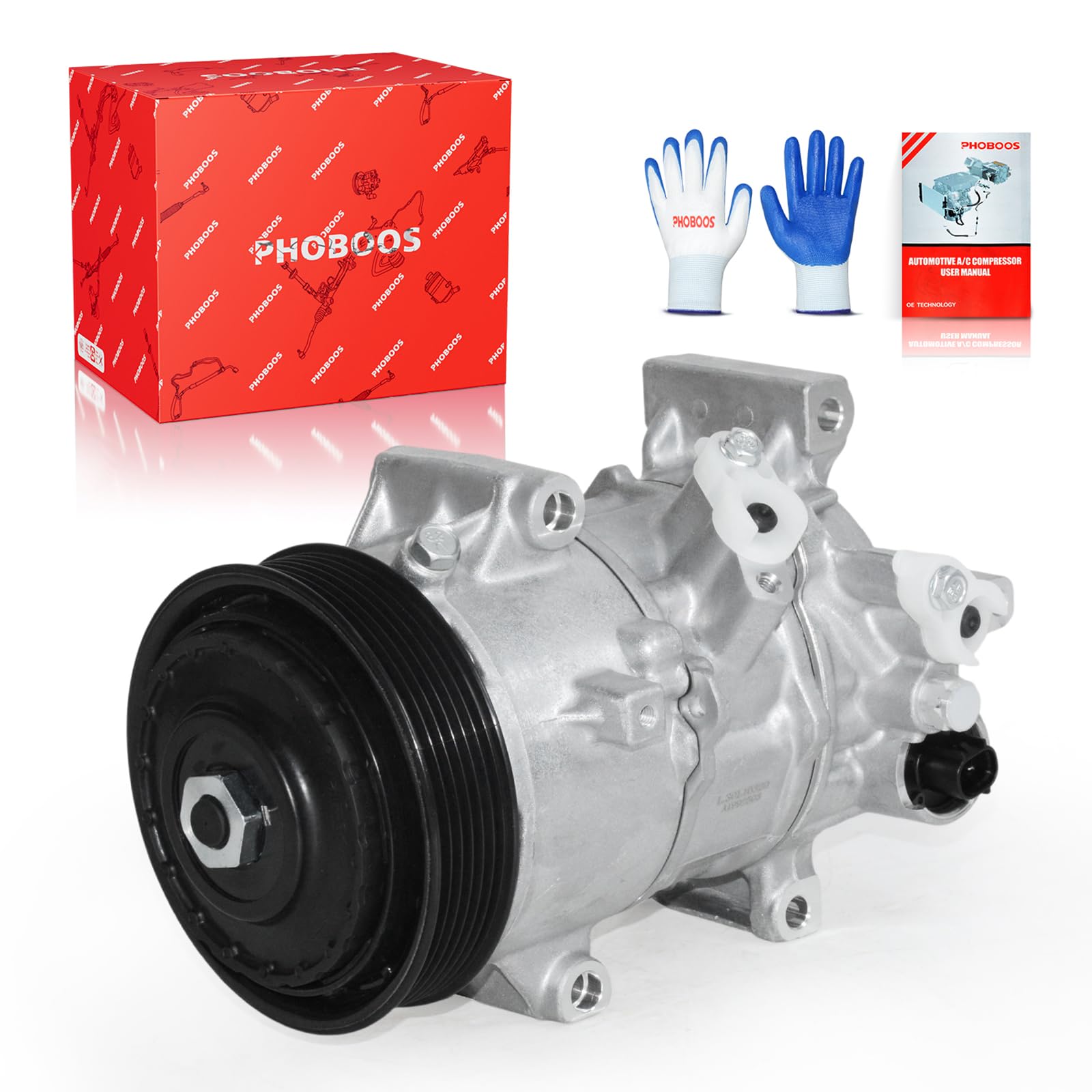 PHOBOOS A/C Compressor with Clutch Compatible with Toyota Corolla 2014-2019 L4 1.8L, Toyota Corolla iM 2017-2018 L4 1.8L. Fast Cooling, Low Noise, Easy Installation, Ref. CO-29198C, 198339