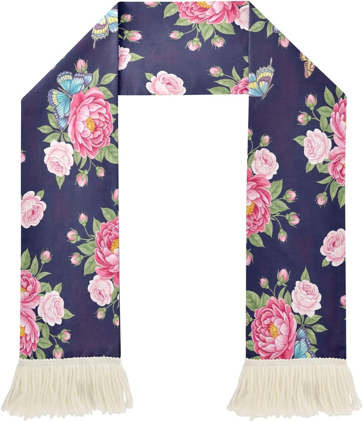 CHIFIGNO Pink Peonies Roses Sports Fan Scarf Towel, Soft Absorbent Quick Dry Polyester Cheering Scarf for Soccer Fans