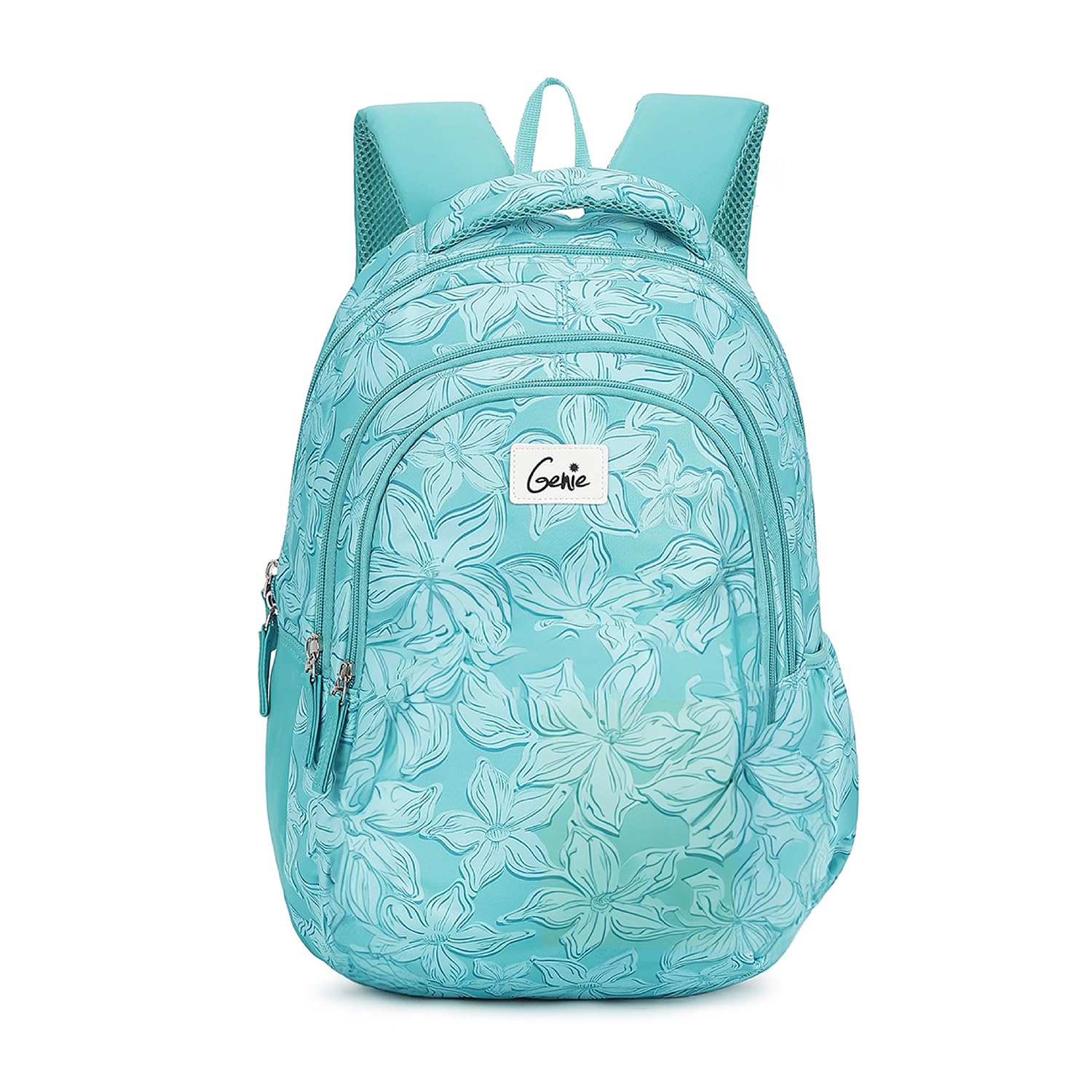 Peony School Bag for Girls. Blue colour backpack for women. More Volume, 3 zips, Stylish & Trendy College Bags for Girls, Water Resistant, Lightweight Bags for Office, Travelling. 36 litres. 19"-image-21
