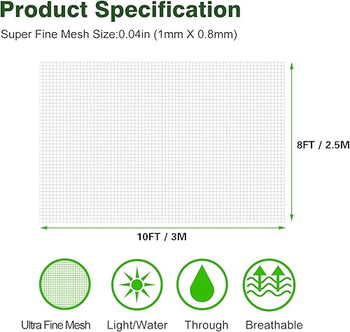 Miniatura 6 de Red de jardín ultra fina de 8 x 10 pies, cubierta de plantas, malla de barrera para plantas, verduras, árboles frutales, flores, cubiertas de