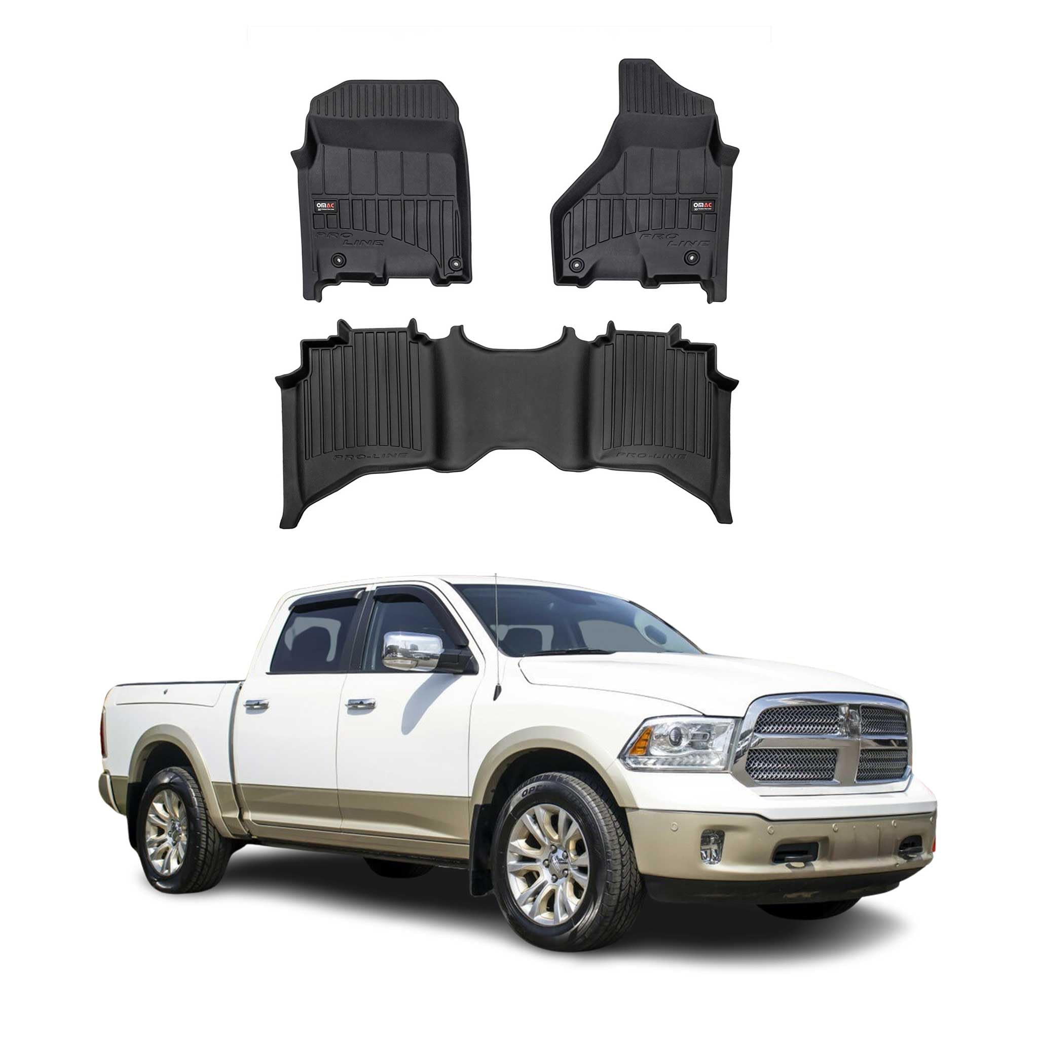OMAC Premium Floor Mats for RAM 1500 2500 3500 Crew Cab 2012-2024 Heavy Duty