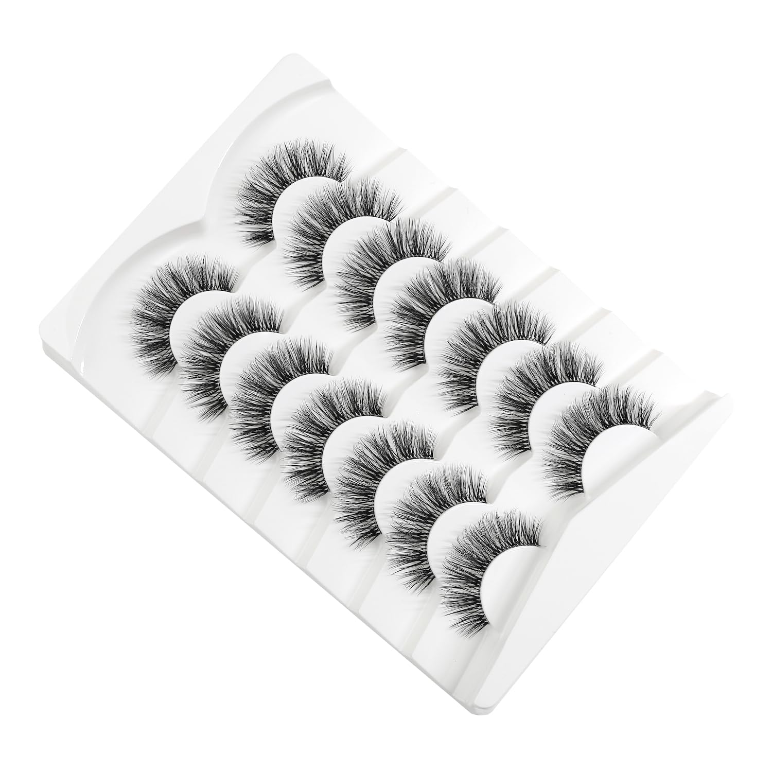 3D Clear Band False EyeLashes Soft Faux Mink Lashes Wispy Fluffy Eyelashes Natural Cat Eye Short Reusable 7 works Happy Heartbeat (No.198) - Image 4