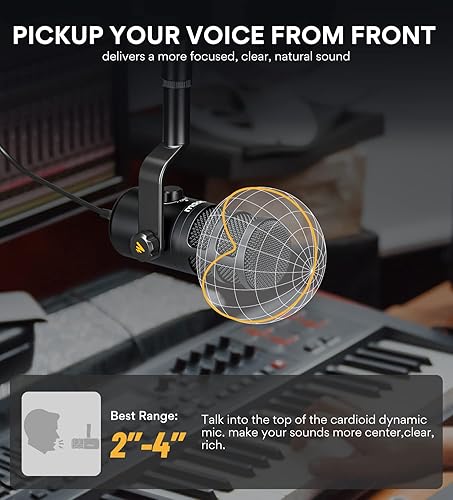 Miniatura 4 de MAONO Micrófono dinámico USB, micrófono de grabación de podcasts con perilla de ganancia, Plug & Play, estructura metálica, tecnología de