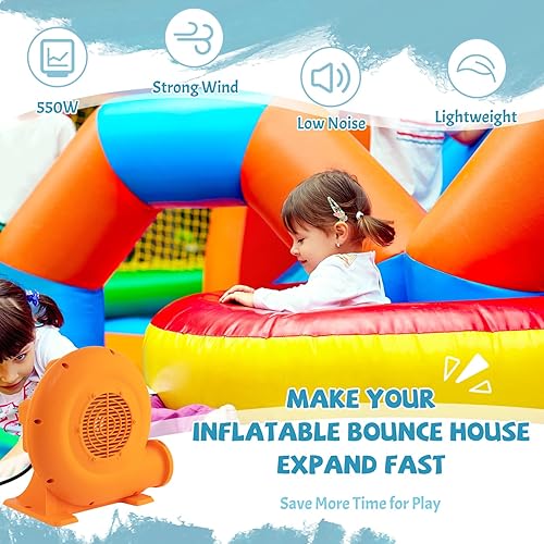 Miniatura 8 de HONEY JOY Tobogán acuático inflable, parque acuático 6 en 1 para niños con pared de escalada y 2 toboganes largos, piscina, cañones de agua,