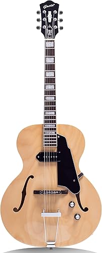 Vista 19 de GROTE Jazz - Guitarra eléctrica con cuerpo hueco, cromado, pastilla P90 (Vintage Sunburst)
