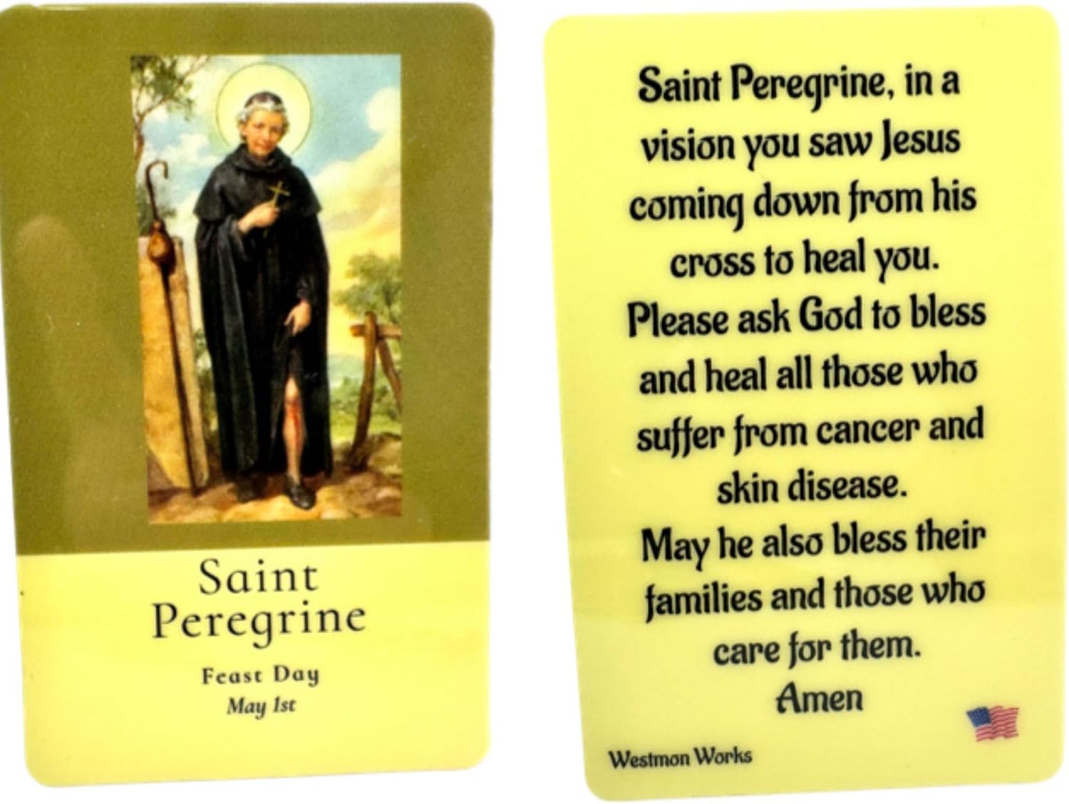 Westmon Works St Peregrine Medal Pack Italian Metal Medallions with Laminated American Made Holy Prayer Cards, Set of 5