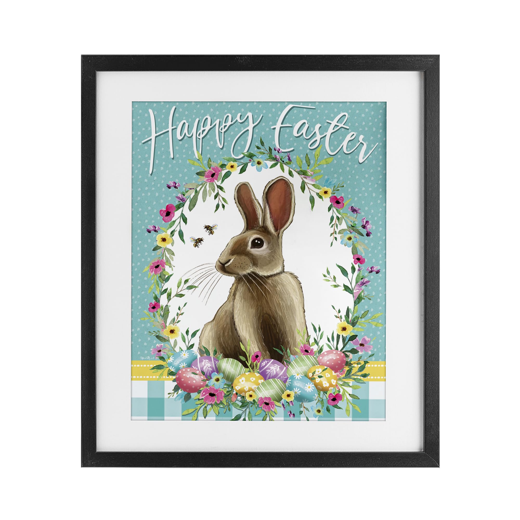 Tableau Happy Easter Bunny Wreath Stupell, le cadeau de Pâques durable et raffiné