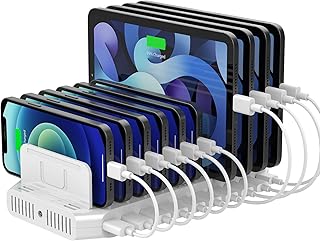 USB C PD 60W Charging Station with QC 3.0, Unitek 160W 10-Port USB Quick Charger Dock, Power Delivery Compatible with Laptop MacBook, Pixel, Upgraded Dividers