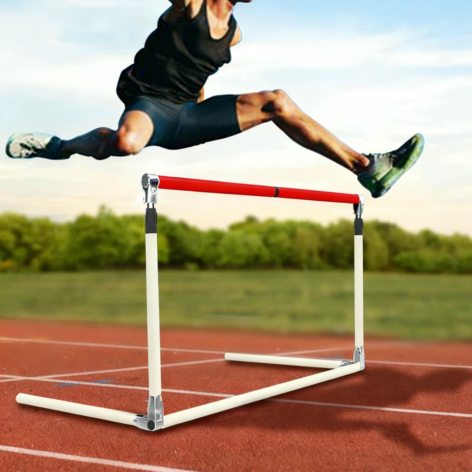 Entrenamiento Futbol Vallas de Espuma de Cobertura Total para Atletismo, Vallas Ajustables para Entrenamiento Atlético, Entrenador Portátil para Ejercicios de Agilidad y Velocidad(Red)