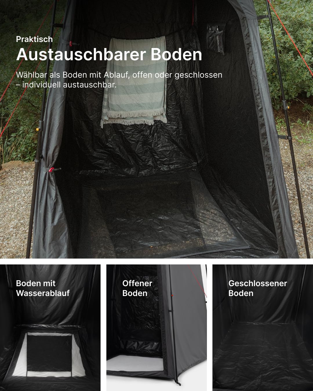 qeedo Quick Shower Cabin - Duschzelt Camping mit Boden - blickdichtes Pop-Up Umkleidezelt - Camping Privatzelt mit Quick-Up-System, WC Zelt mit Toilettenpapier- und Duschgel-Halterung