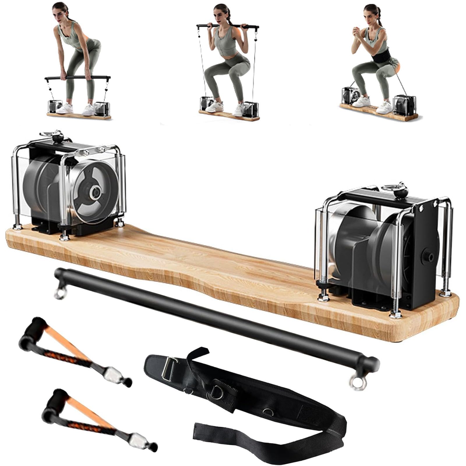 Pilates Reformer Pieghevole – Con Box, Tavola A Molla E Doppio Cuscino, Resistenza Regolabile, Per Home Gym