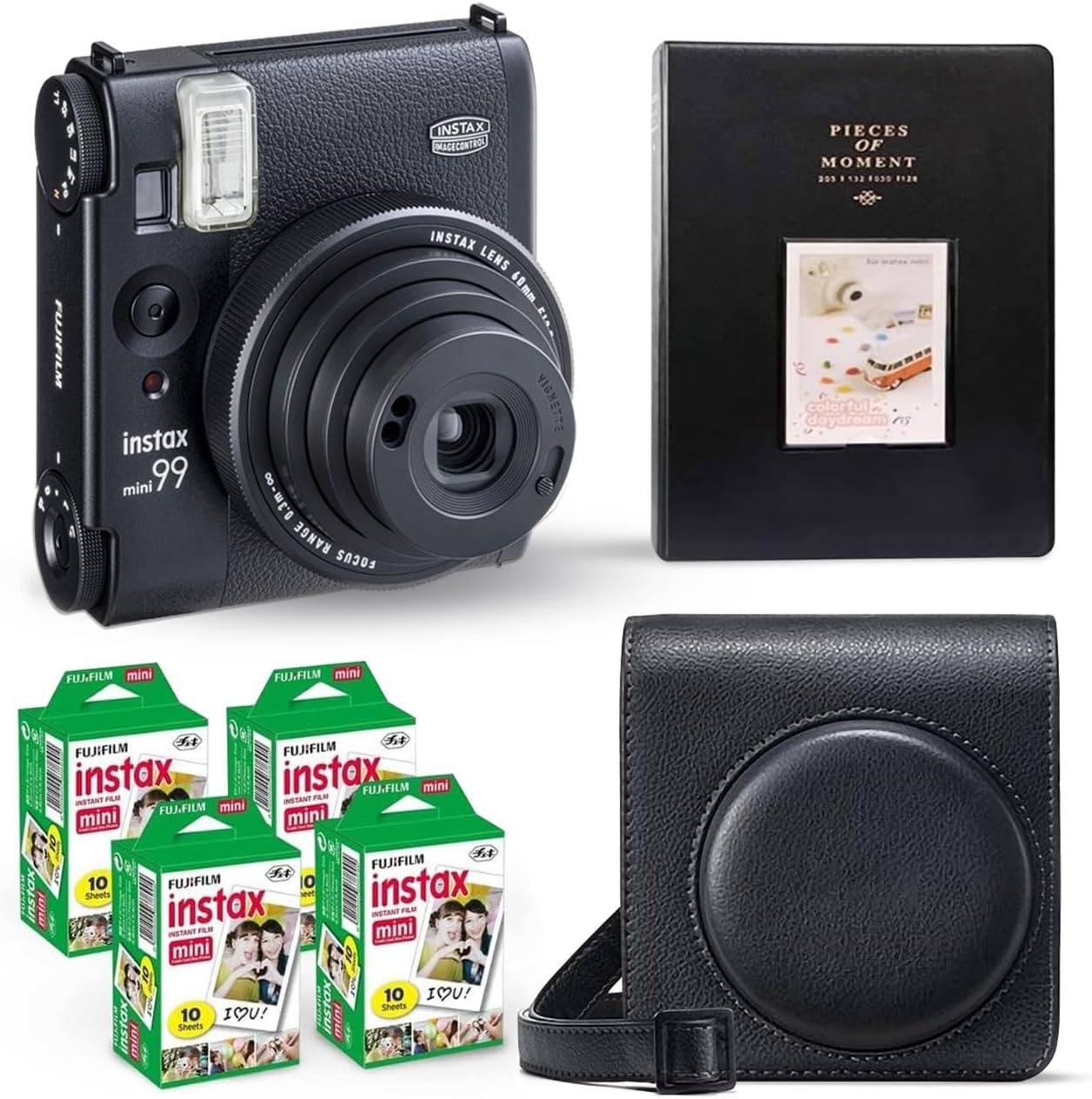Fujifilm Instax Mini 99 Instant Camera Vintage Black. + Value Pack (40 Sheets) Shutter Accessories Bundle, Includes Style Compatible Carrying Case, Black Photo Album 64 Pockets
