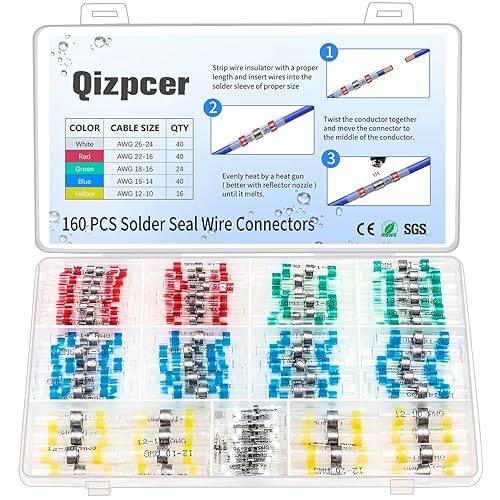 Miniatura 8 de 350 piezas de kit de conectores de alambre de sellado de soldadura, conectores de tope termorretráctiles, cableado impermeable marino, terminales