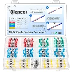 160 Pcs Solder Seal Wire Connectors Kit Electrical Connectors Heat Shrink Wire Connectors Waterproof Electrical Cable Butt Terminals