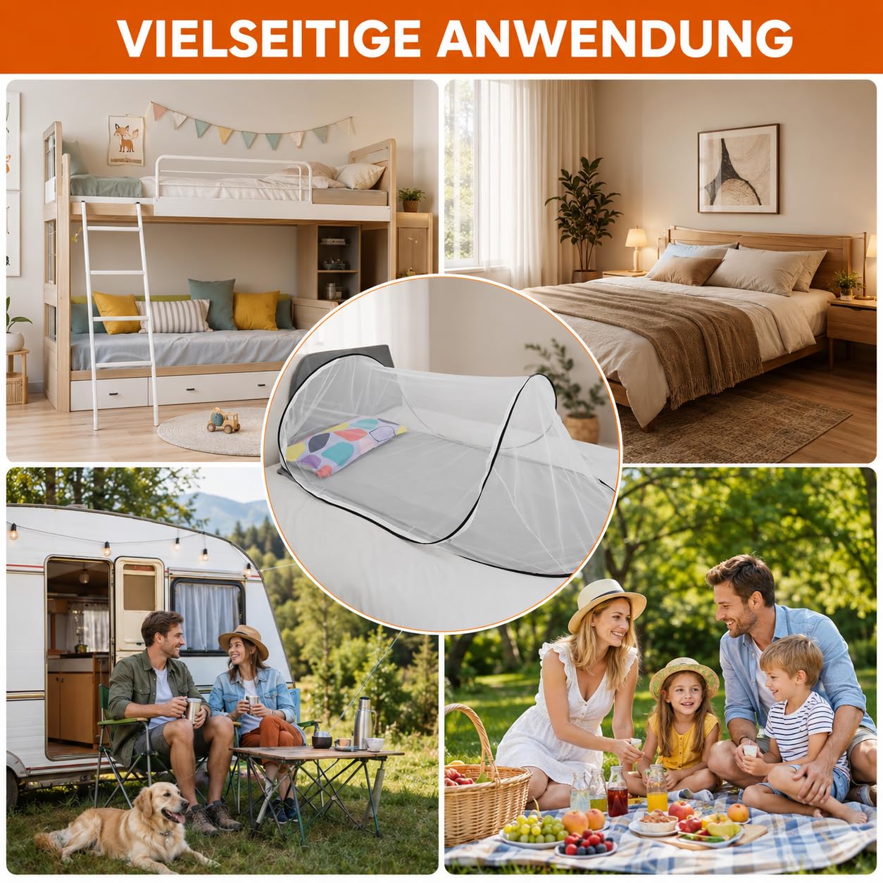 Moskitonetz Pop Up,Großes Pop-up-Moskitonetz,Moskitonetz für das Bett – ideal für Outdoor-Sportler, Camping, Strand und sternenklare Nächte