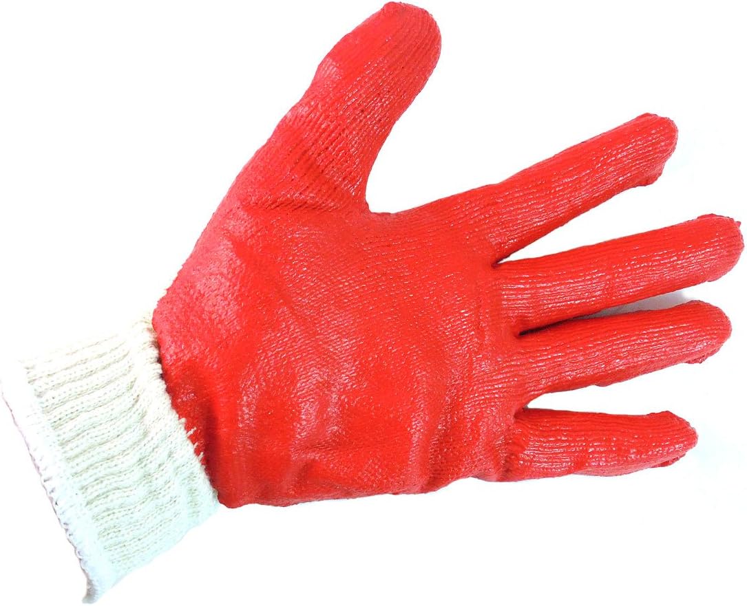 Heavy Duty Premium Knit Latex Palm Gloves, Double Dipped Coating, Red/White (BGERED,240)