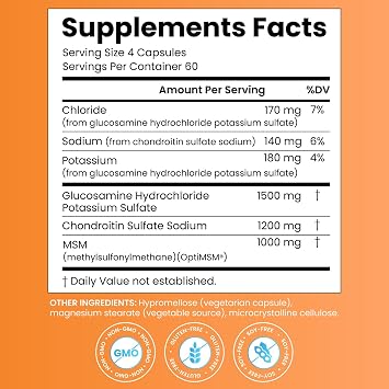 Doctor's BEST Glucosamine Chondroitin MSM - Joint Health Support Supplement for Women & Men, Nutritional Support for Joint Strength, Hair, Skin, Nails, Gluten Free, Non GMO - 240 Capsules