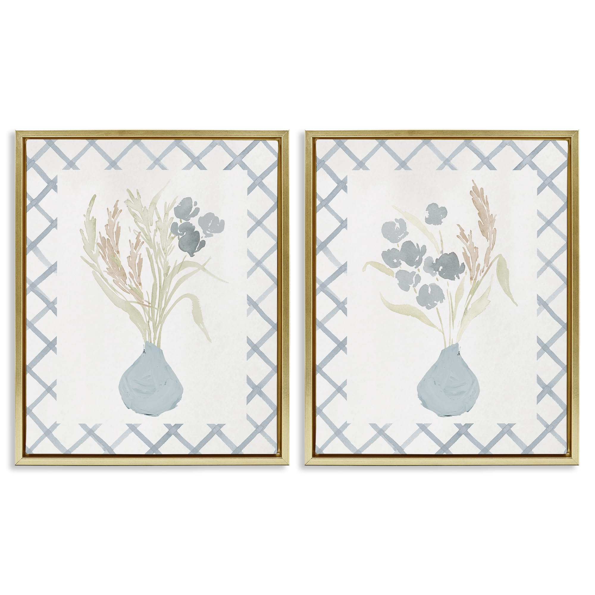 'Subtle Blue Anna Bouquets'| 2pc Floating Frame Art Set 2
