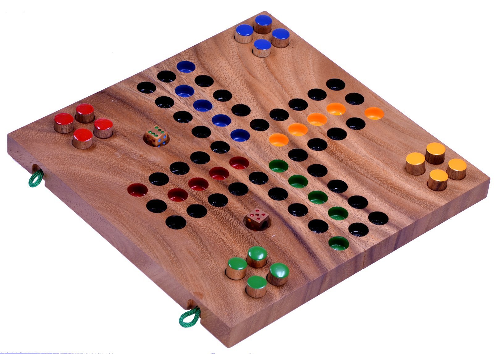 LOGOPLAY Ludo Talla L - Juego de Dados - Juego de Mesa - Juego Familiar de Madera con Tablero Plegable Marrón sin Bolsa de Tela