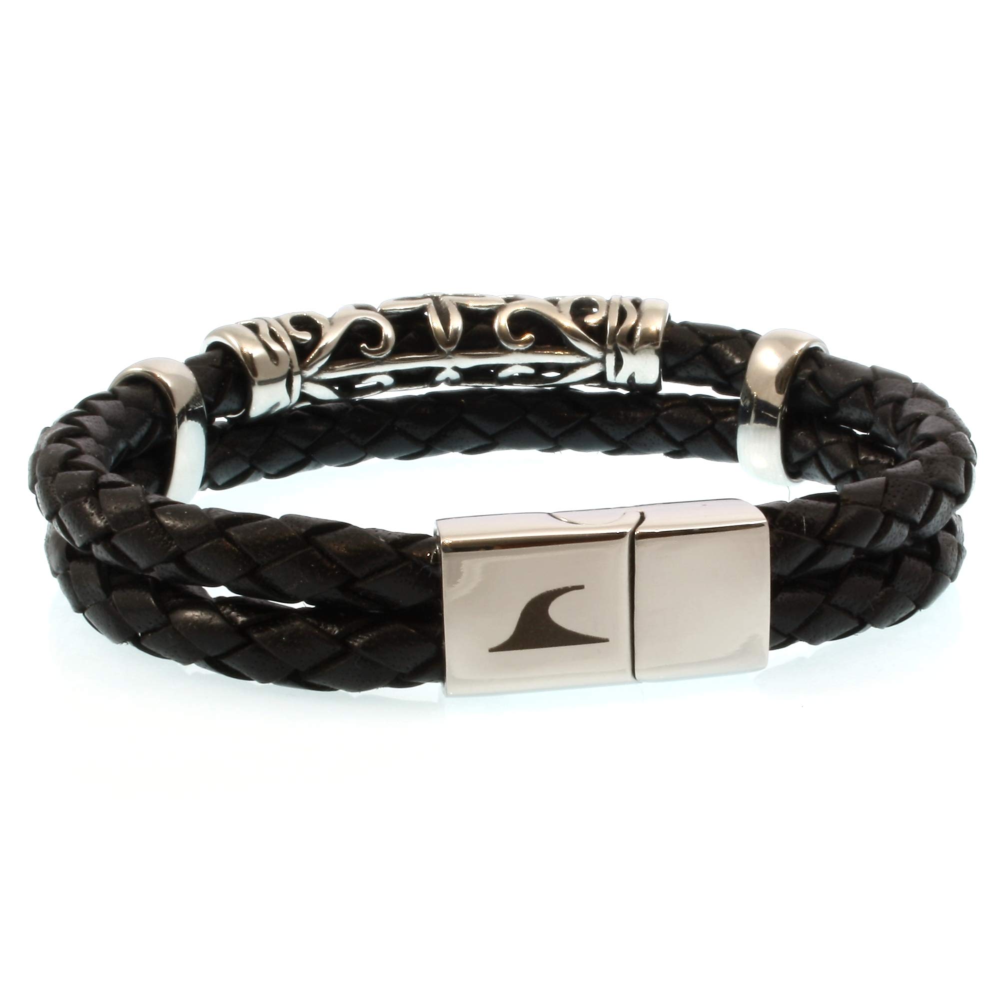 Echt Leder-Armband XO F Schwarz Männer Herren