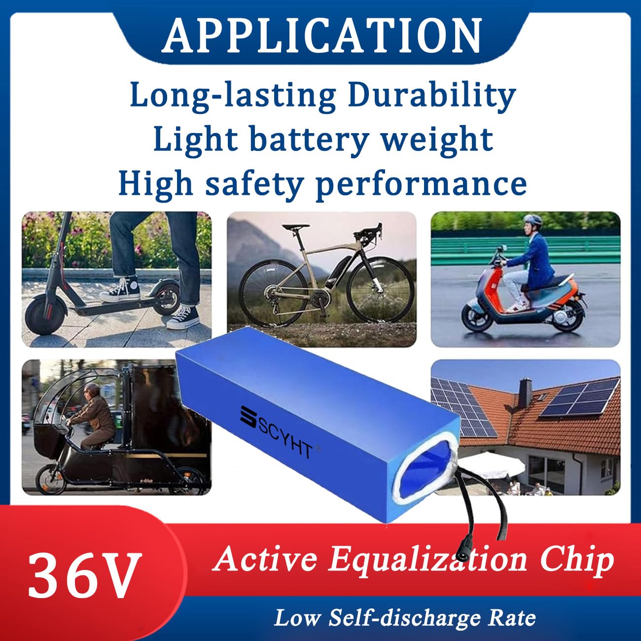 36 Volt Lithium-Ionen-Akku, 36 V, 12 Ah, 6 Ah, 8 Ah, 10 Ah, Lithium-Batterie, 36 V, wiederaufladbarer Akku mit Ladegerät und PVC-Hülle für 200 W – 450 W Motor-Kit,36v8ah Anderson