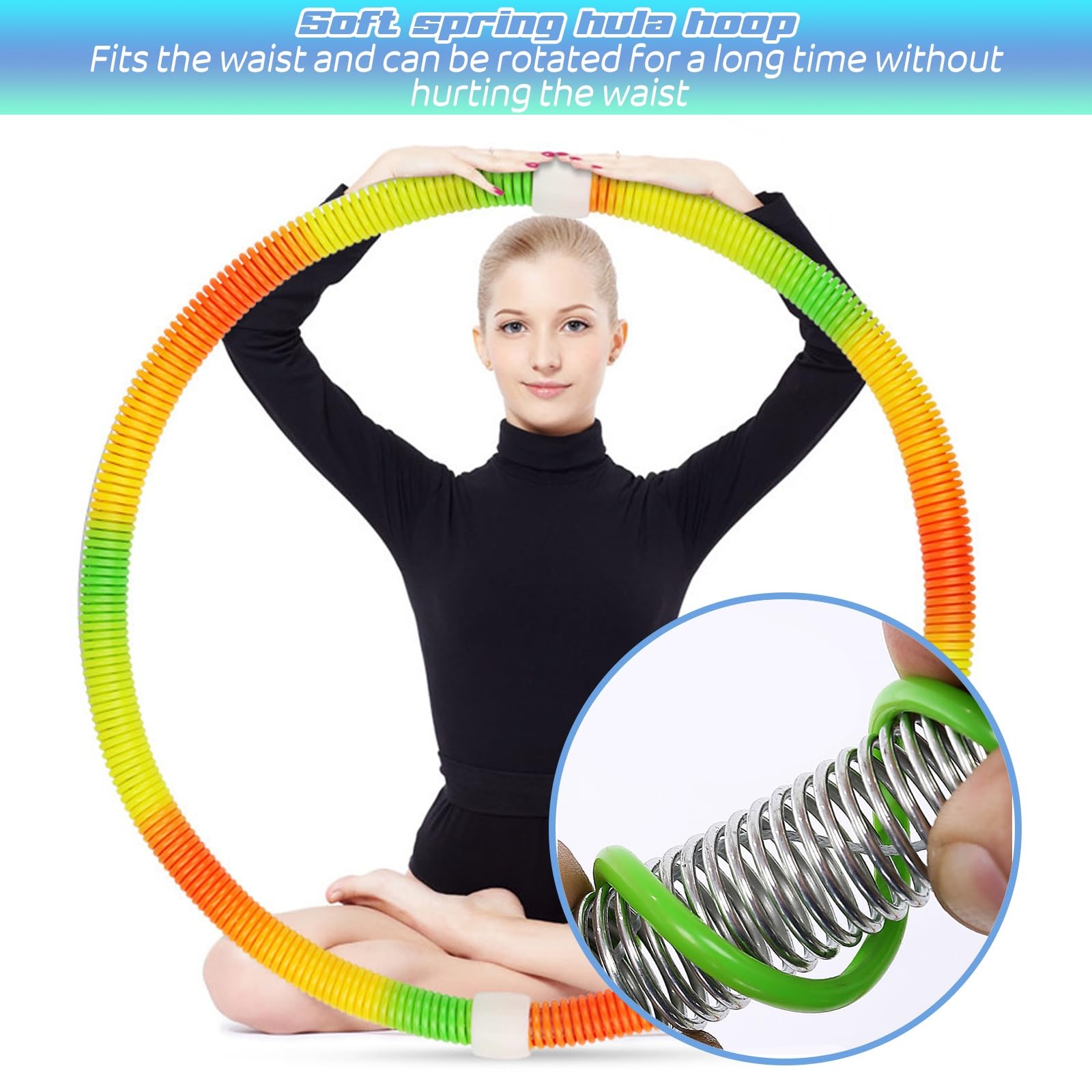 Hula Hoop per adulti, anello fitness pieghevole, design adatto alla vita, attrezzatura per esercizi ponderati, strumento dimagrante portatile per casa e viaggio