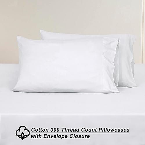 Miniatura 4 de ROYALE LINENS Juego de sábanas de percal de 300 hilos de 100 % algodón peinado de fibras largas, 3 piezas, 1 sábana bajera, 1 sábana encimera y 1