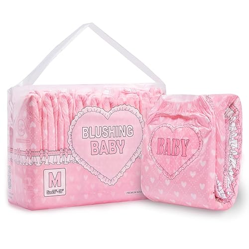 Littleforbig Printed Adult Brief Diapers 10 Pieces - Blushing Baby Pink(M) - Pink - Medium