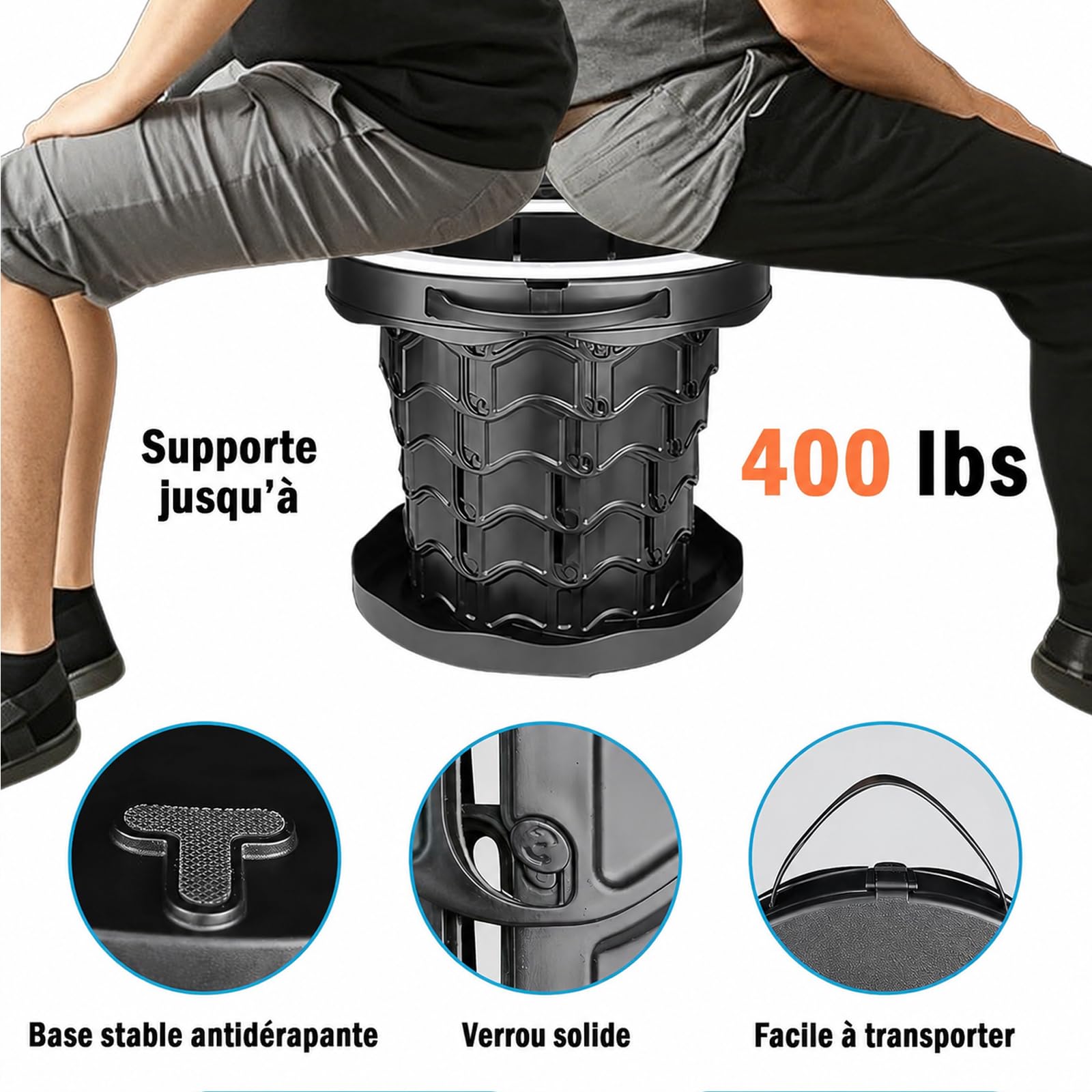 Toilette de Camping Portable Pliable pour Adultes et Enfants, WC Voyage Ajustable en Hauteur avec 20 Sacs et Sac de Transport, Seau de Toilette Compact pour Randonnée, Voiture, Pêche, Camping-car