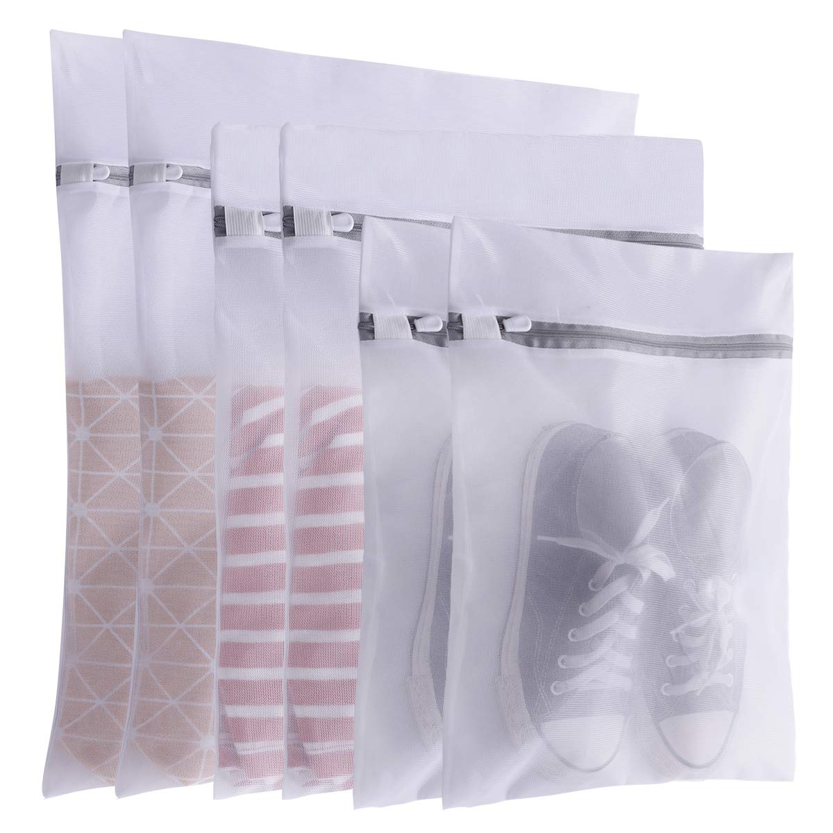 6PCS, Premium Fine Mesh Laundry Bag, 2 Large, 2 Medium & 2 Small. To Prevent Snagging, Wrinkling, Tweaking, Twine, and Reduce Abrasion, Protecting Delicates Cleaning, Store and Packing Luggage.