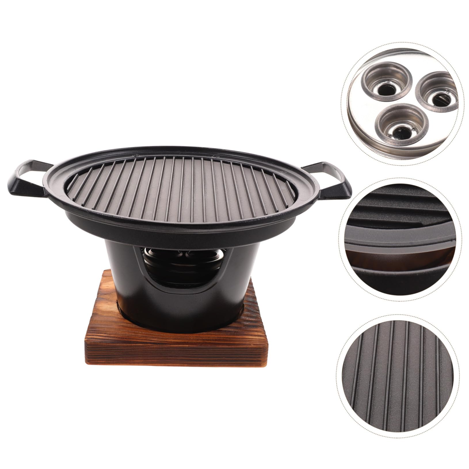 Parrilla Portátil para Barbacoa Mini para 2-3 Personas Negra | Aleación de Aluminio y Madera , Uso en Camping y Hogar , Apta para Maíz y Carne