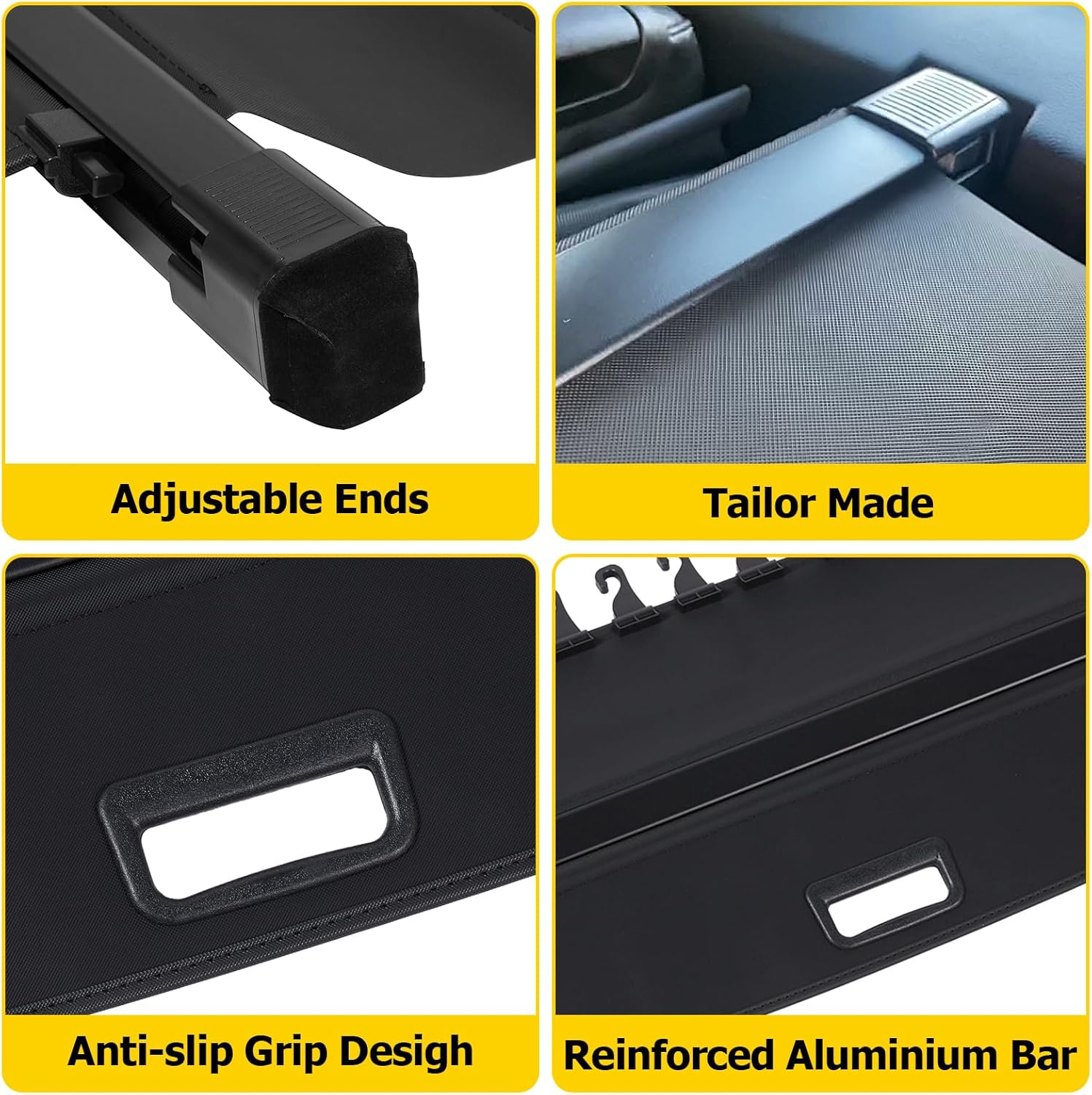 AUXMART Cargo Cover Fits for 2006 2007 2008 2009 2010 2011 2012 Toyota Rav4 Trunk Cover Anti-Theft Retractable Security Shielding Shade Black