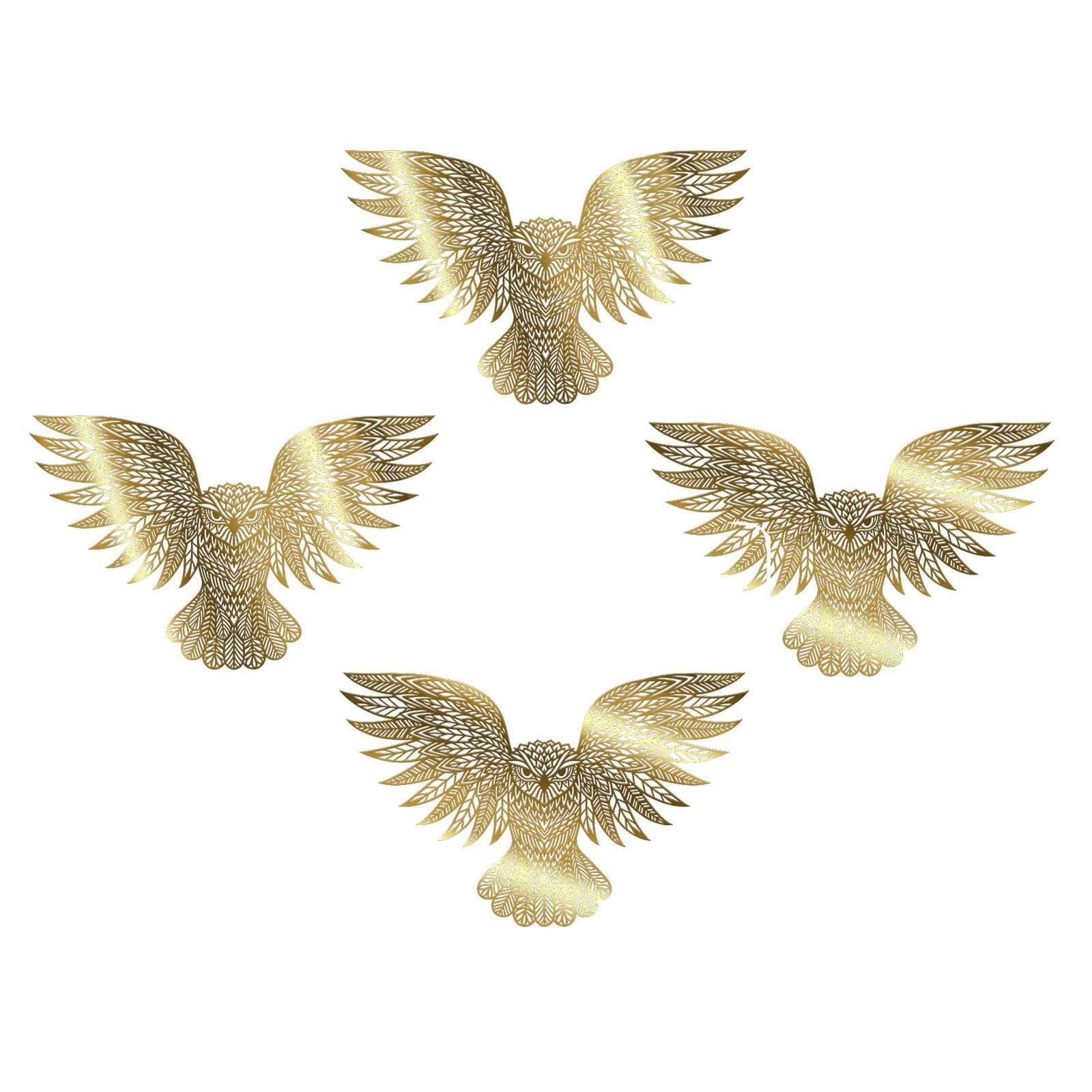 Celestial Owl 4 pcs 2 Inch 22k Gold Fused Glass Decals