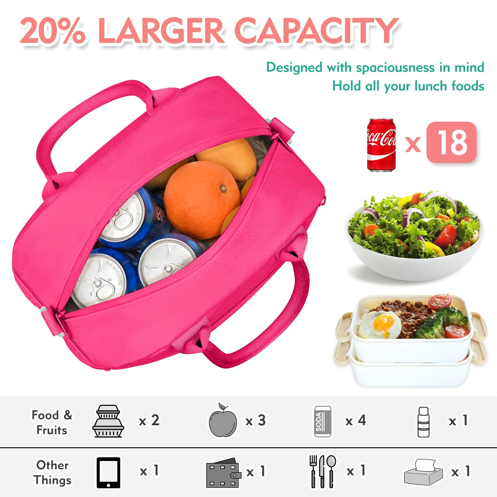 Beaulyn Lunch Bag for Women, Preppy Lunch Box for Girl, Large Insulated Lunch Bag with Adjustable Shoulder Strap, Reusable Lunch Tote Bag with Chenille Letter for Work School Picnic - Image 3