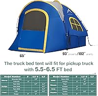 Vista 2 de Pickup Truck Tent, Waterproof PU2000mm Double Layer for FT Truck Bed, Portable Bed Tent for Camping