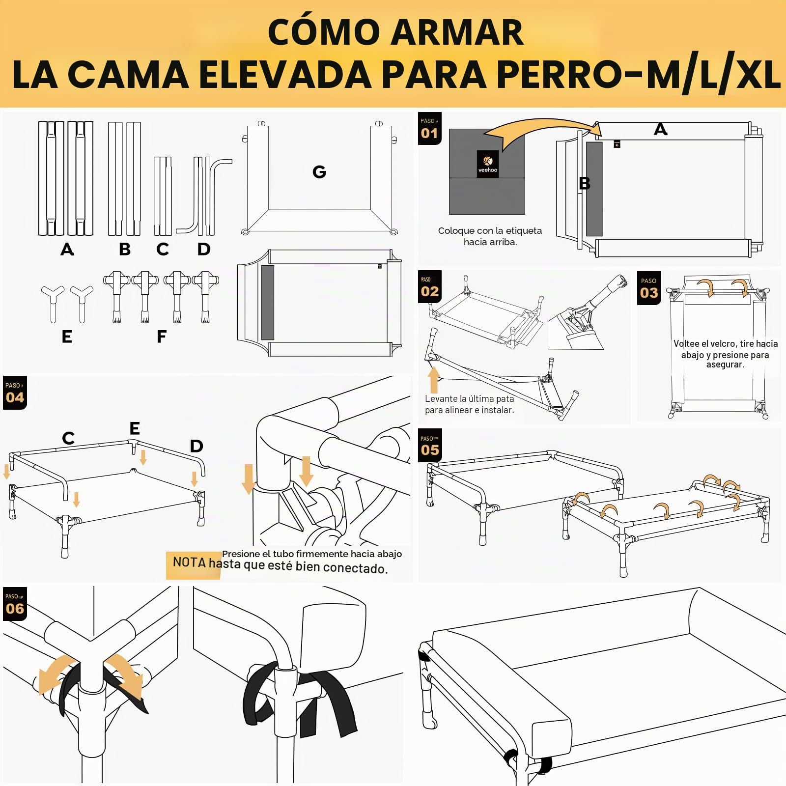 Veehoo Cama Elevada Perro Pequeño, Cama Perro Elevada con Almohadón Extraíble Lavable, Camas Refrescante Perro Camas de Mascotas Transpirable para Exterior Interior, Negro 74 x 46 x 18cm