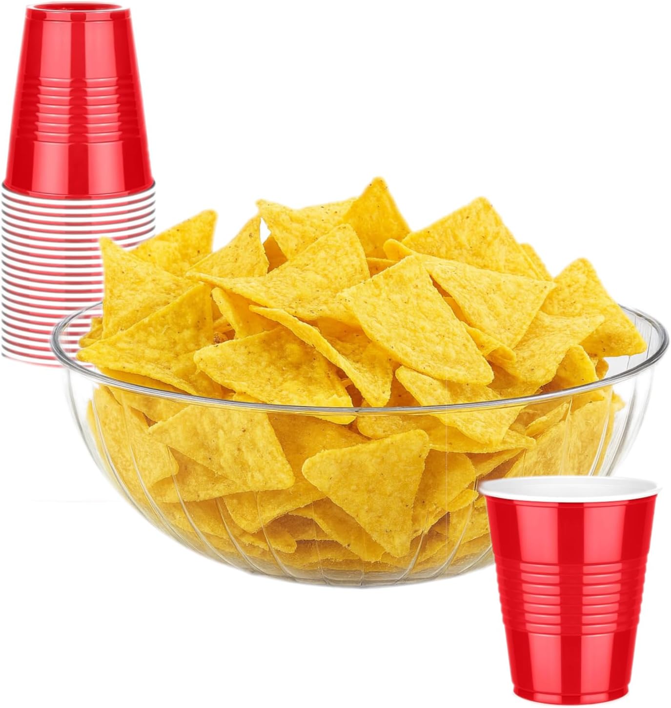 3 Large Plastic Serving Bowls 1.5 Gallon (192 oz), Big Clear Salad Bowl, Decorative Catering Centerpiece for Parties, Holidays, Punch, Fruit, Chips, Snacks, Candy
