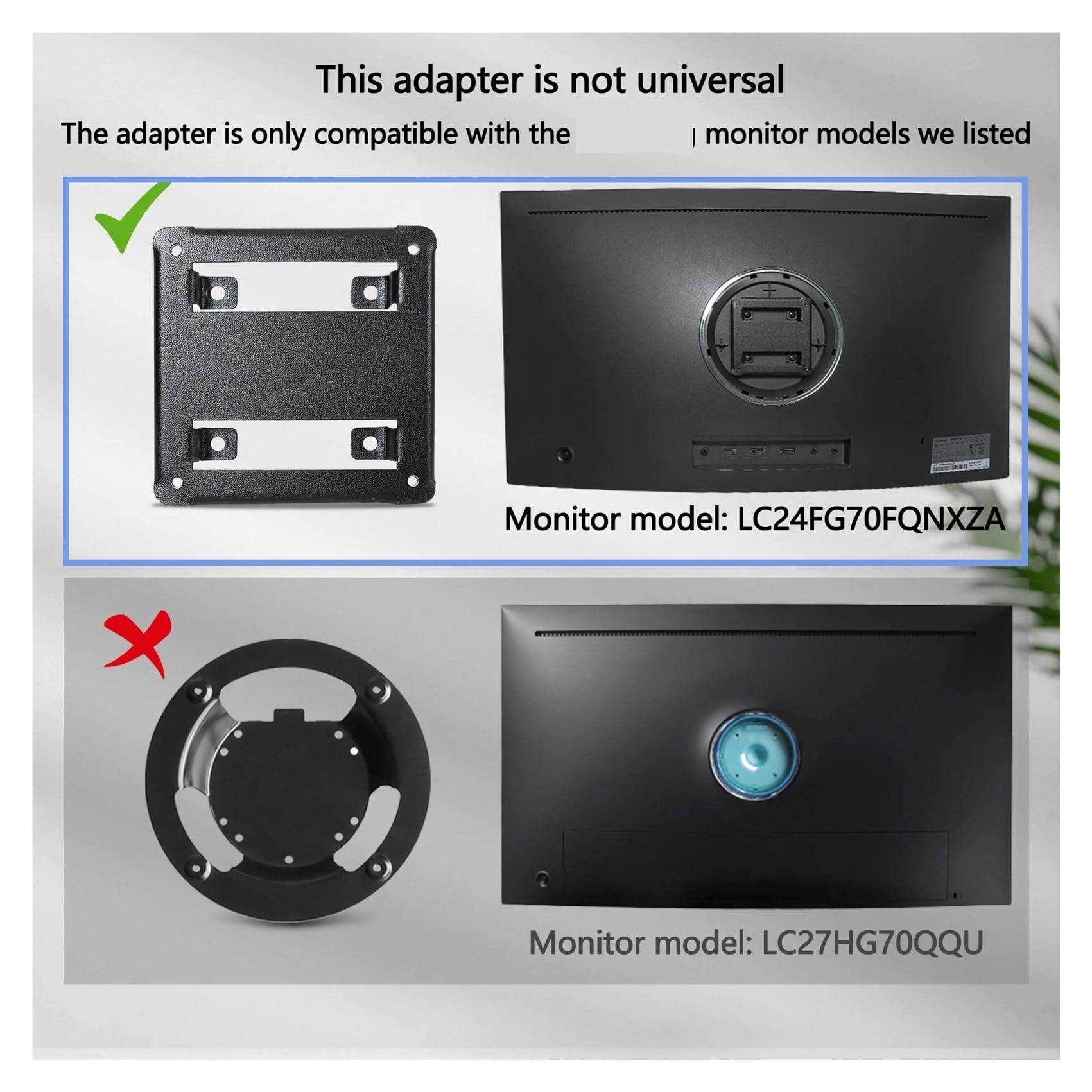 Adattatore VESA, Compatibile con Monitor Samsung CFG70 C24FG70FQU C24FG70FQW C24FG70FQE C24FG70FQM C24FG70FQI C24FG70FQL C24FG73FQU C27FG70FQU Modifica Schede di Conversione