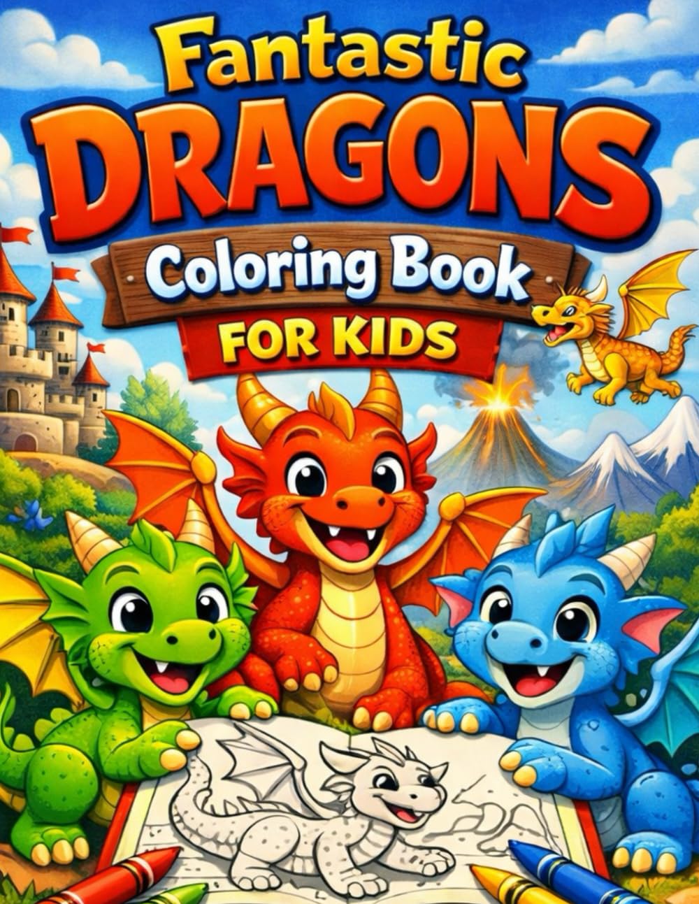 Fantastic Dragons Coloring Book for Kids: Cute & Friendly Dragon Coloring Pages for Kids Ages 3–8 | Fun, Easy, and Magical Designs