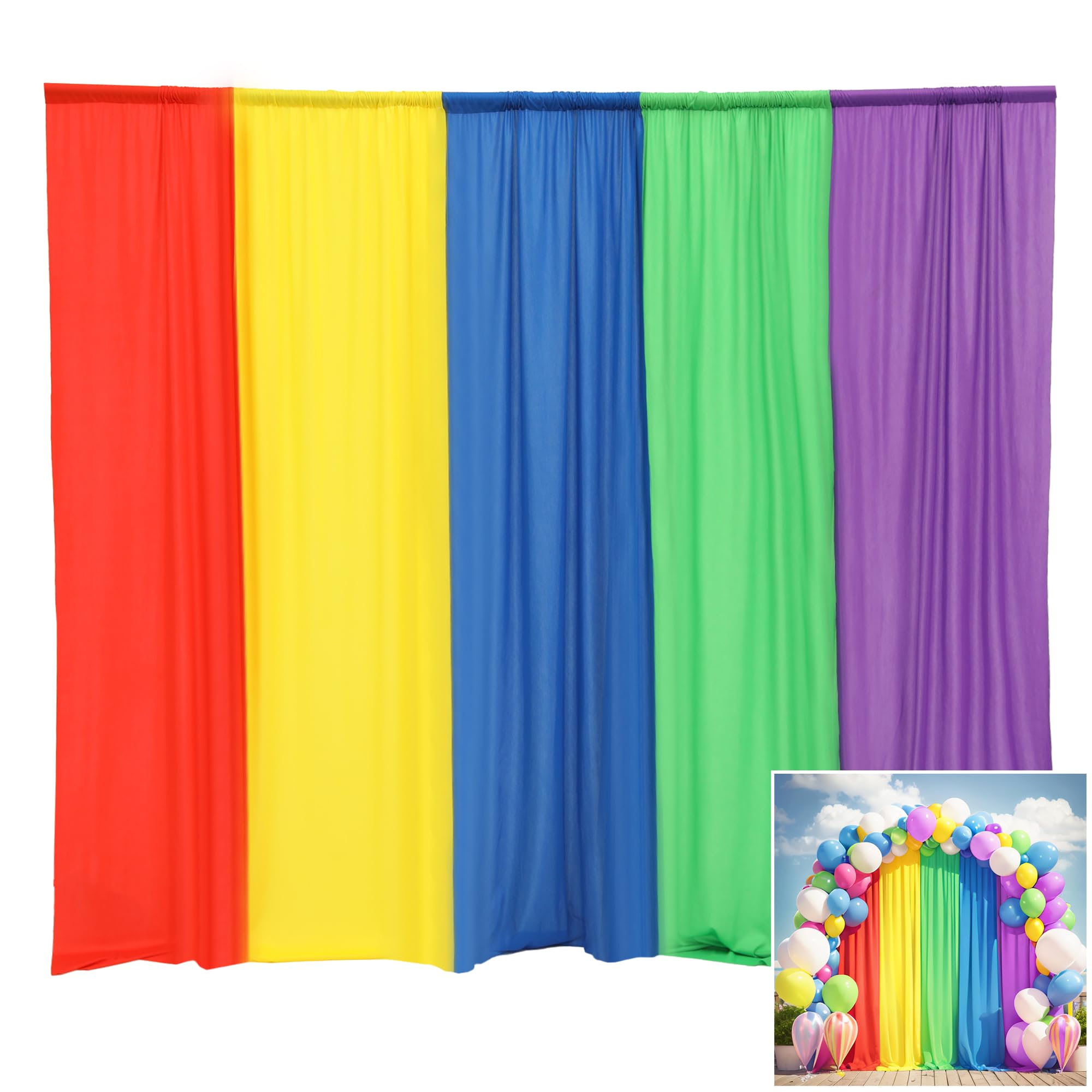 Rainbow Backdrop Curtains for Birthday Party Bright Colorful Curtain Backdrops10×7ft for Unicorn Party Supplies Props Booth Background 5 Panel