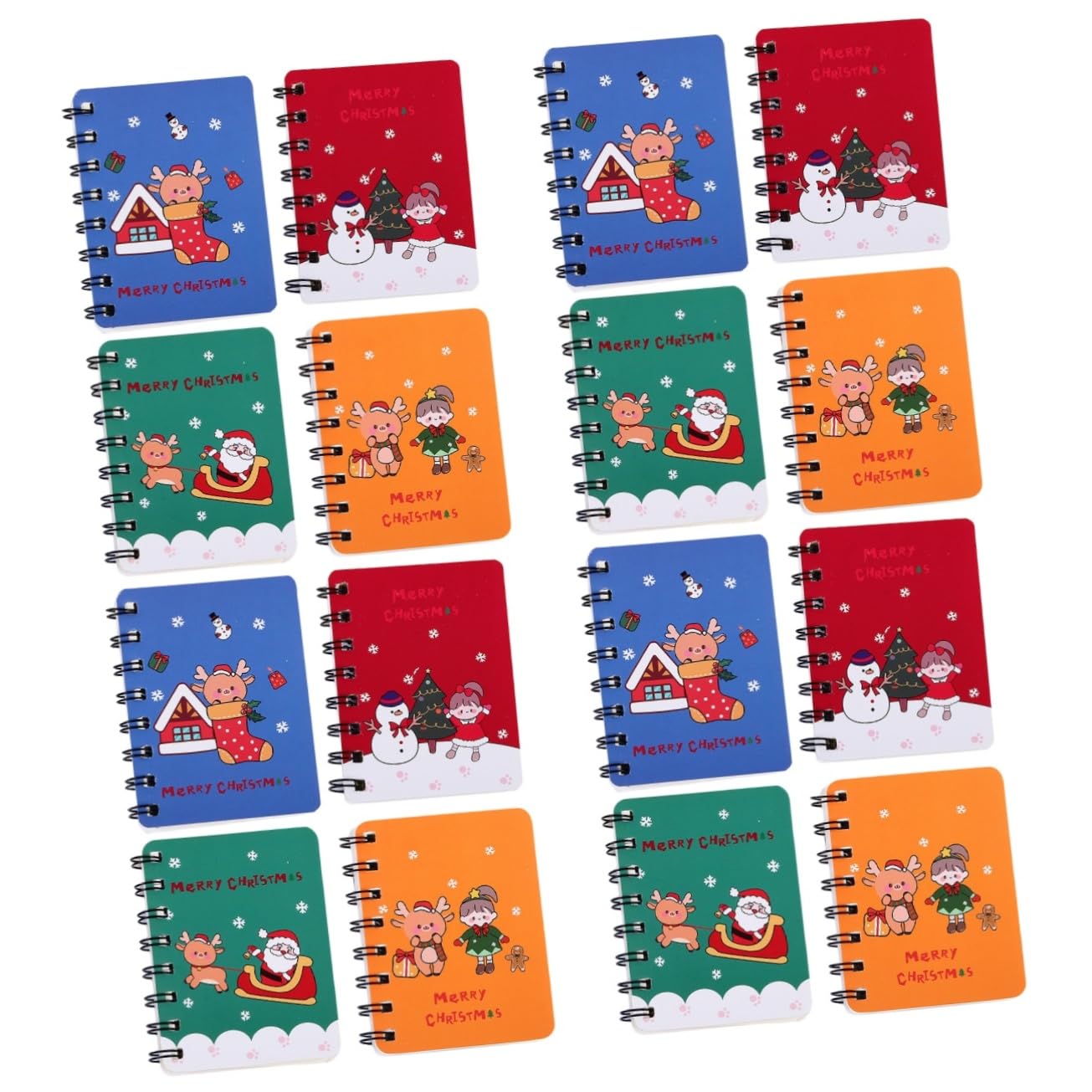 SHINEOFI Notas De Estudio De Navidad Libros De Notas Pequeño Bloc De Notas De Oficina Alumno Christmas Presents Libreta De Espiral Bloc De Notas Espiral Navidad Metal 4 Piezas X 4