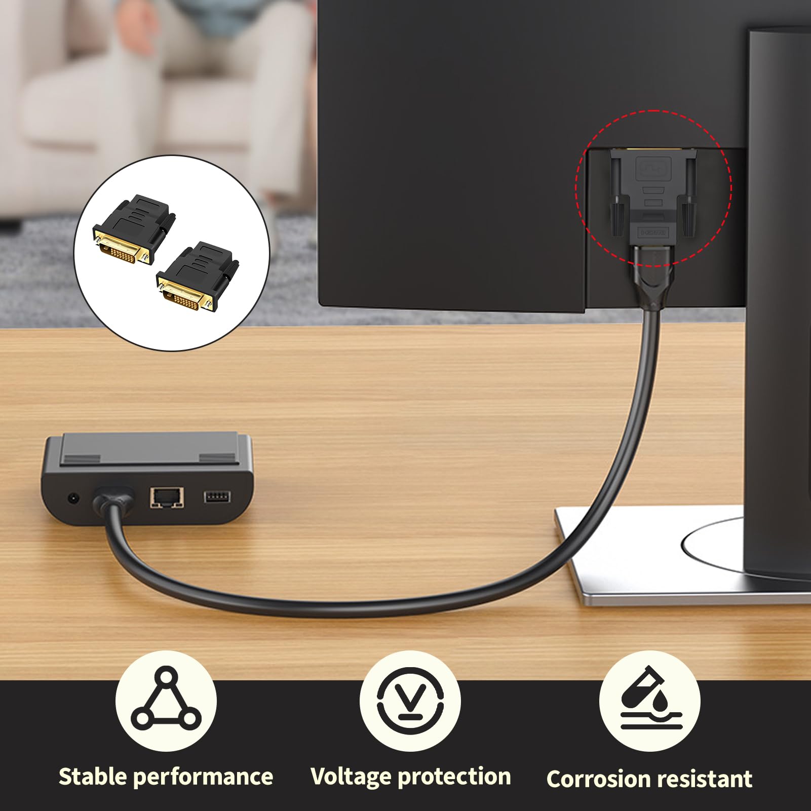 Adaptateur DVI vers HDMI Bidirectionnel Mâle vers Femelle, Connecteur Vidéo Numérique Full HD 1080p, Plaqué Or