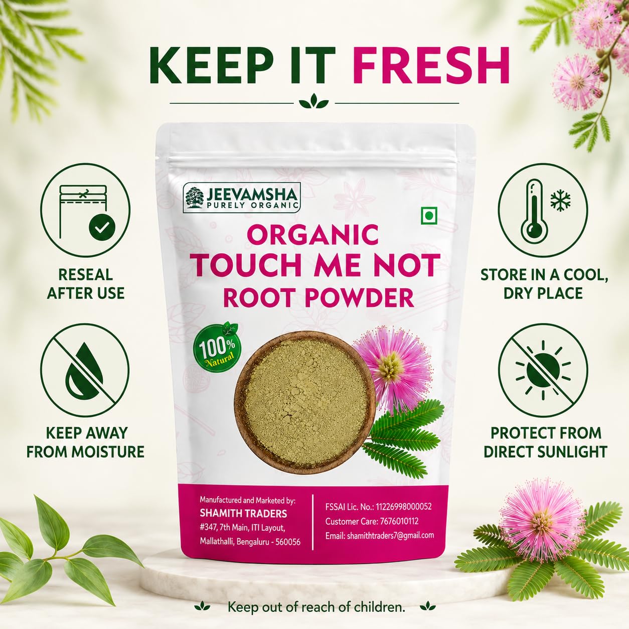 Touch Me Not Powder 900g Mimosa Pudica | Organic Natural & Herbal | Lajjalu Lajwanti Sensitive Plant Root Powder | Ayurvedic Herb for Traditional Use | — Amazon image 5
